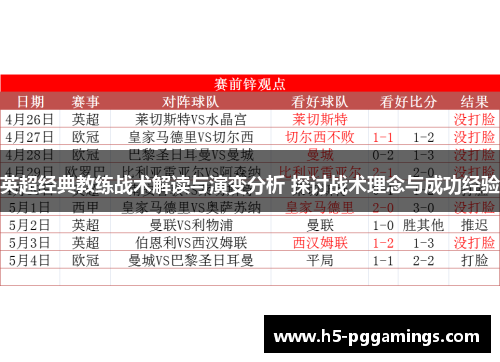英超经典教练战术解读与演变分析 探讨战术理念与成功经验